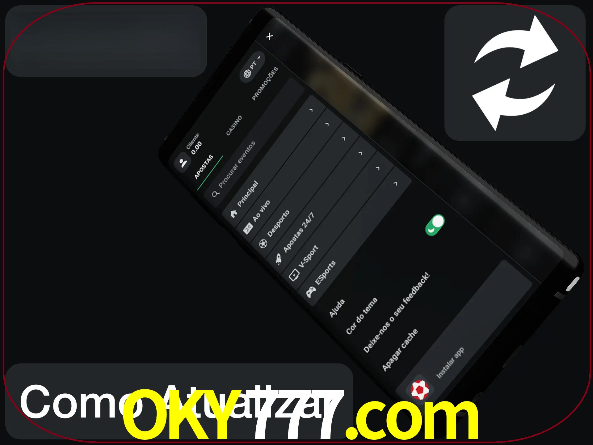 O aplicativo é atualizado automaticamente quando você faz o login.