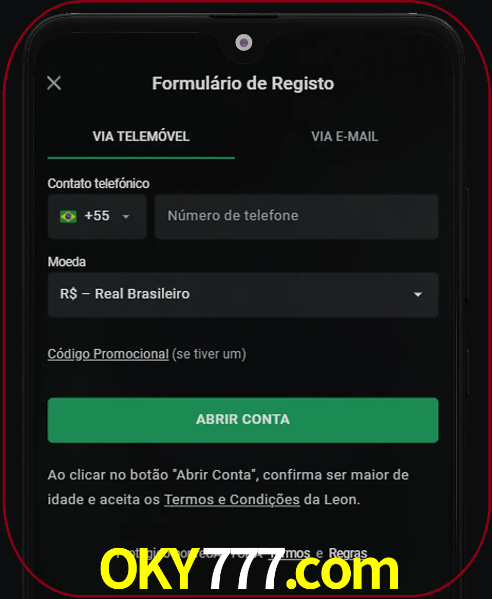 Abra o aplicativo e inicie o processo de registro.